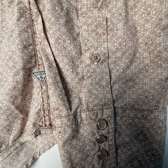 Vintage Tan and cream Guess button-up shirt Sz XL - Picture 4 of 8